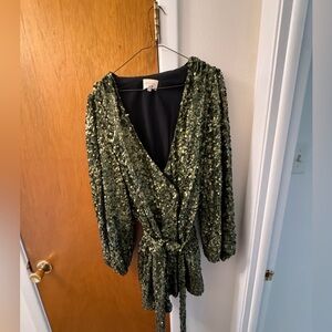 Sezane Adelina Dress Sequins Kaki - Size 44